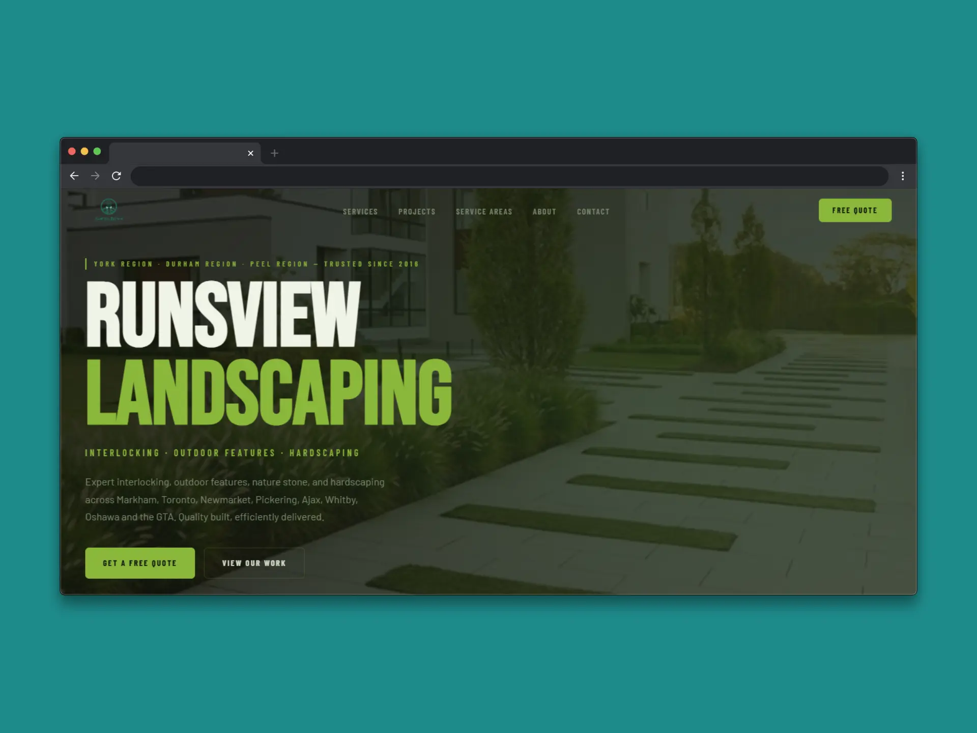 Runsview Landscaping website designed by KevFromTown