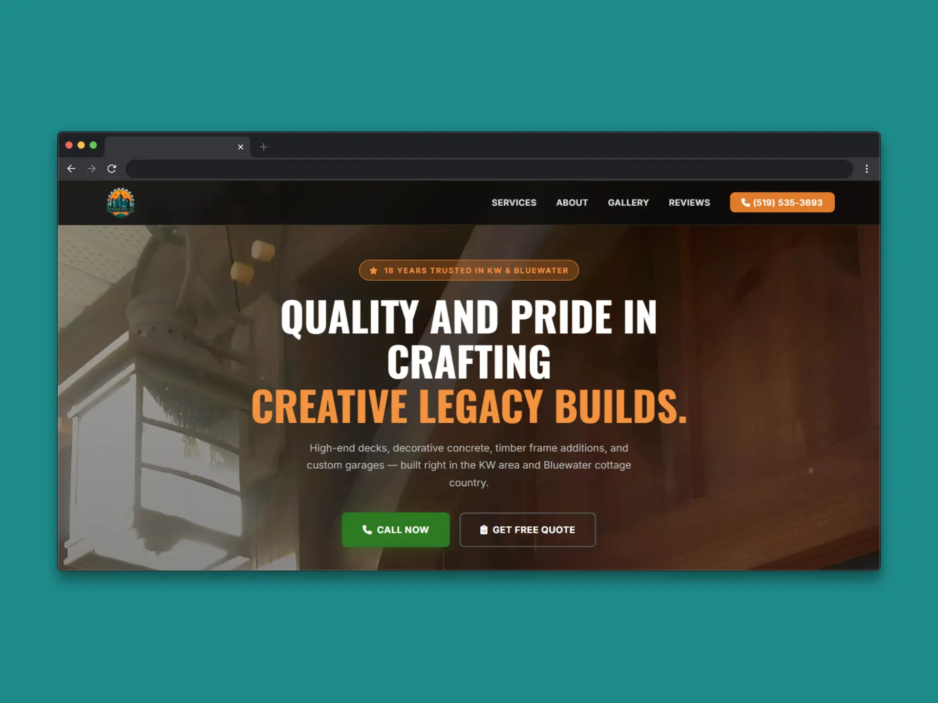 Bergen Building Co. website designed by KevFromTown