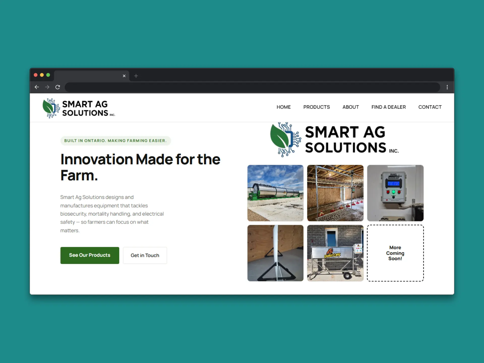 Smart Ag Solutions website designed by KevFromTown