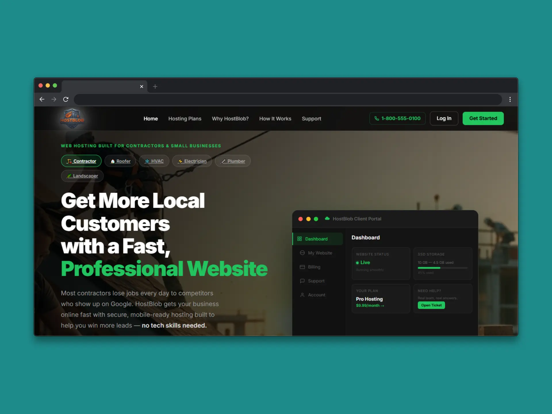 HostBlob web hosting platform designed by KevFromTown