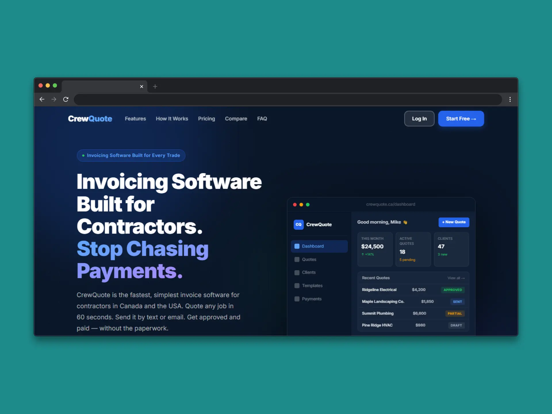 CrewQuote contractor invoicing software designed by KevFromTown